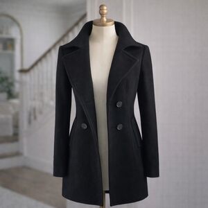 𝅺soia & Kyo Wool Black Peacoat Made in Canada